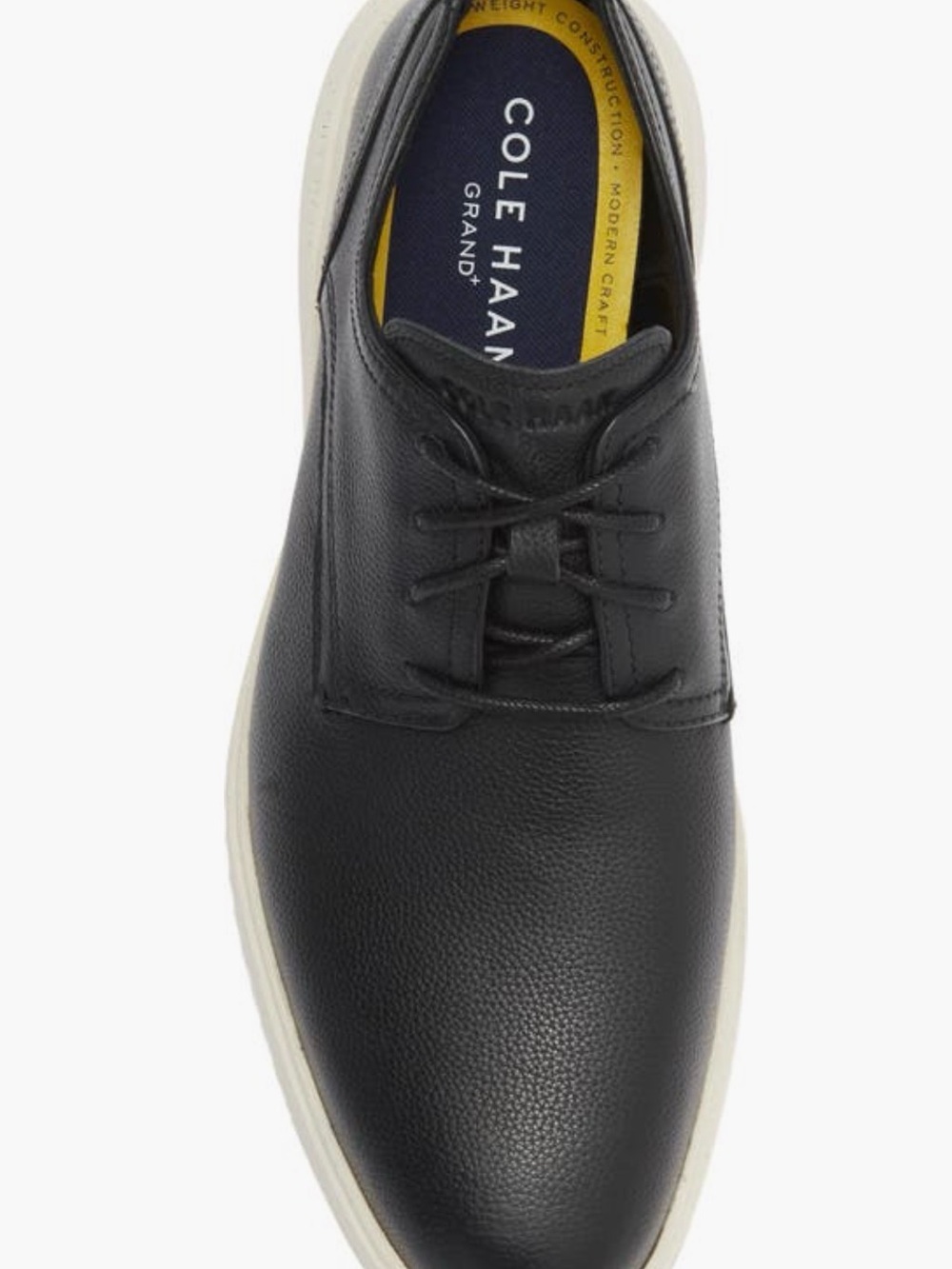 Cole Haan Black Leather Derby with White Sole
